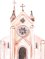 Watercolor Church Illustration